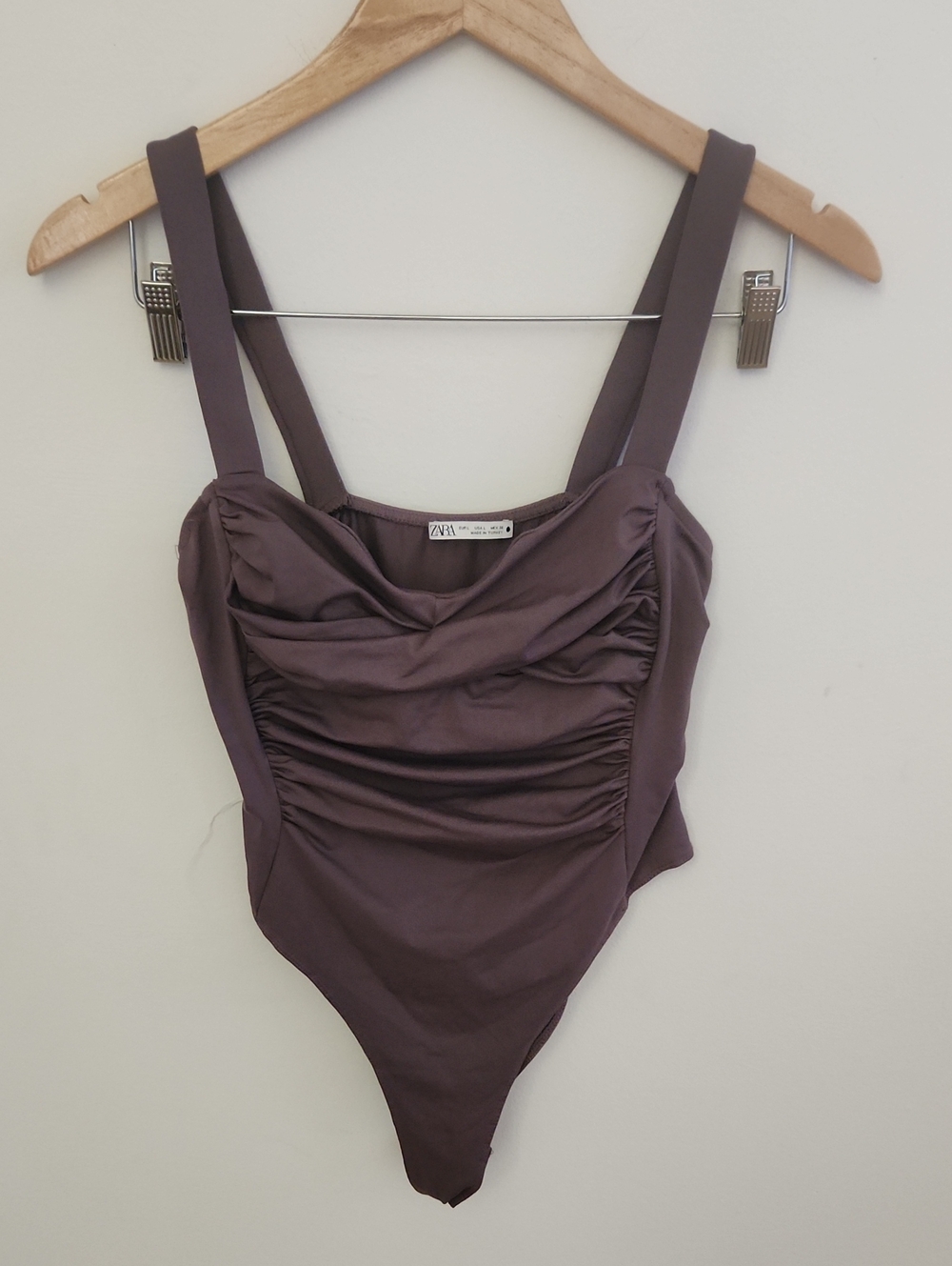 Zara Ruched Bodysuit Cocoa Mauve Large
